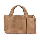 Lusso: Camel Woven Leather Handbag
