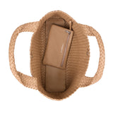 Lusso: Camel Woven Leather Handbag