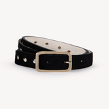 Nola: Black Suede Studded Skinny Belt