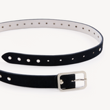 Nola: Black Suede Studded Skinny Belt