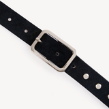 Nola: Black Suede Studded Skinny Belt
