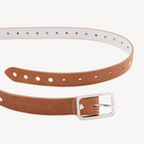 Nola: Tan Suede Studded Skinny Belt