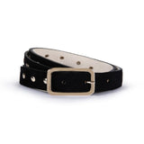 Nola: Black Suede Studded Skinny Belt