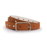 Nola: Tan Suede Studded Skinny Belt