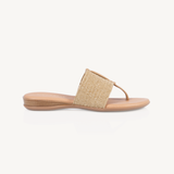Ophelia: Taupe Raffia Stretch Toe Post Sandals