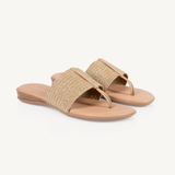 Ophelia: Taupe Raffia Stretch Toe Post Sandals