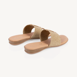 Ophelia: Taupe Raffia Stretch Toe Post Sandals
