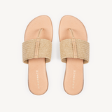 Ophelia: Taupe Raffia Stretch Toe Post Sandals