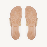 Ophelia: Taupe Raffia Stretch Toe Post Sandals