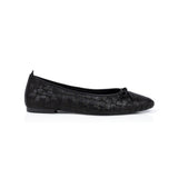 Poppy: Black Leather Woven Ballerinas