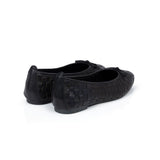Poppy: Black Leather Woven Ballerinas