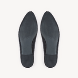 Poppy: Black Leather Woven Ballerinas
