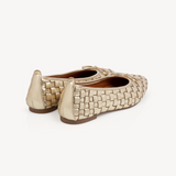 Poppy: Gold Leather Woven Ballerinas