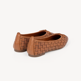 Poppy: Tan Leather Woven Ballerinas