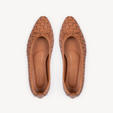 Poppy: Tan Leather Woven Ballerinas