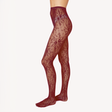 Rosa Lace Tights: Burgundy