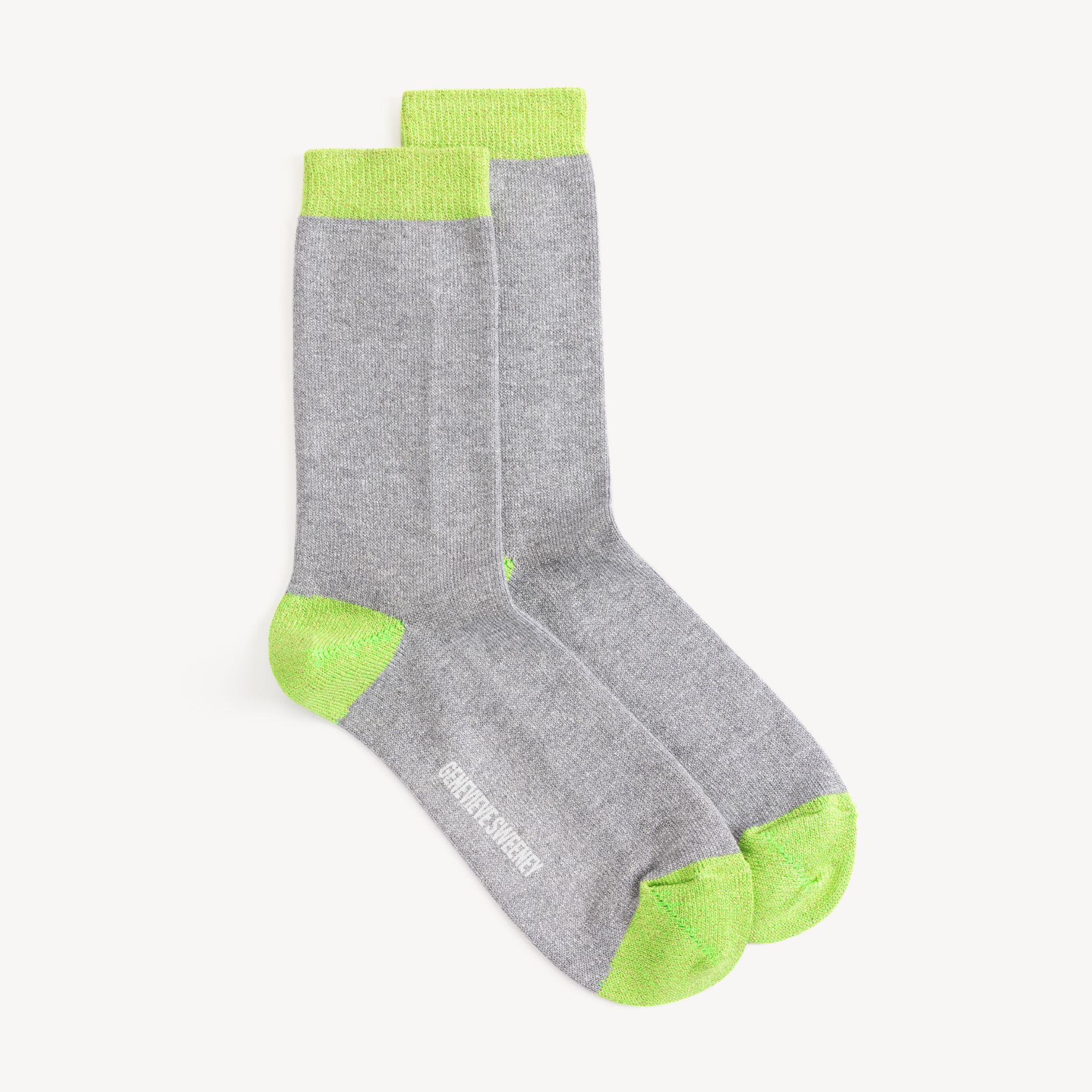 Selina Long Sparkly Socks Grey & Neon