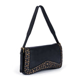 Silvia: Black Studded Leather Cross Body Bag