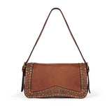 Silvia: Tan Studded Leather Cross Body Bag