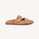 Talia: Natural Raffia Two Bar Sandals