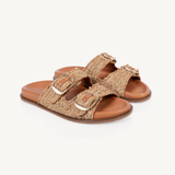Talia: Natural Raffia Two Bar Sandals