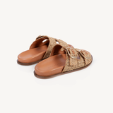 Talia: Natural Raffia Two Bar Sandals