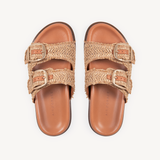 Talia: Natural Raffia Two Bar Sandals