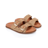 Talia: Natural Raffia Two Bar Sandals