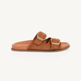 Talia: Tan Suede Two Bar Sandals