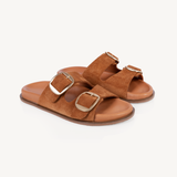 Talia: Tan Suede Two Bar Sandals