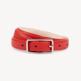 Varenna: Red Leather Skinny Belt