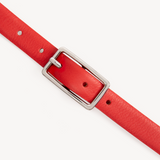 Varenna: Red Leather Skinny Belt
