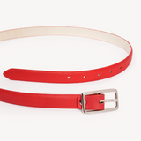Varenna: Red Leather Skinny Belt