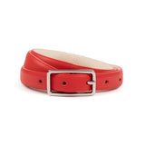 Varenna: Red Leather Skinny Belt