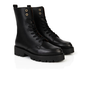 KIKI: BLACK LEATHER LACE UP BOOTS – Air & Grace