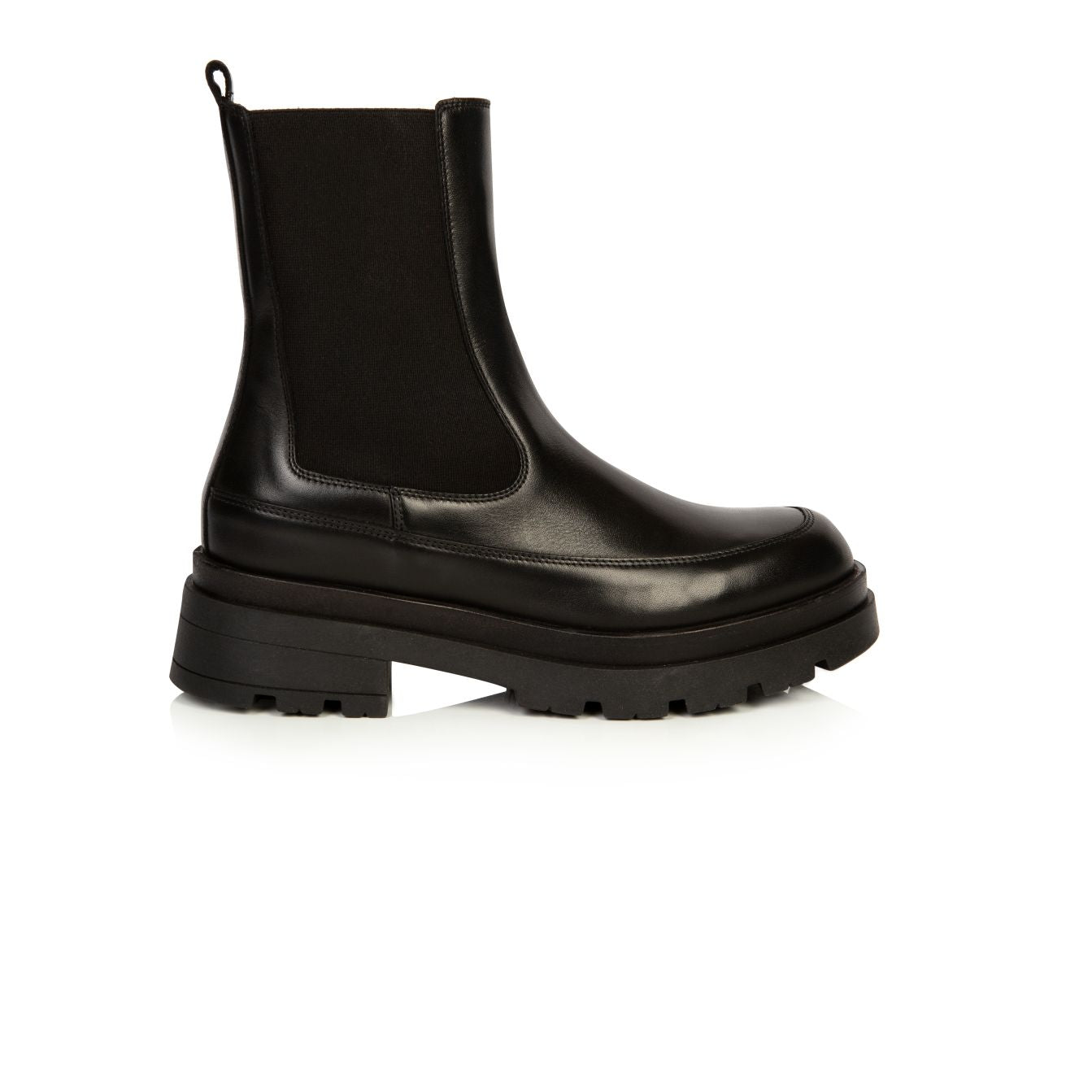 Troupe: Black Leather Chelsea Boots from Air & Grace
